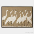 HOLMAN ART Coastal Congregation – Textured Wabi Sabi Egret Painting on Neutral Canvas - image 1