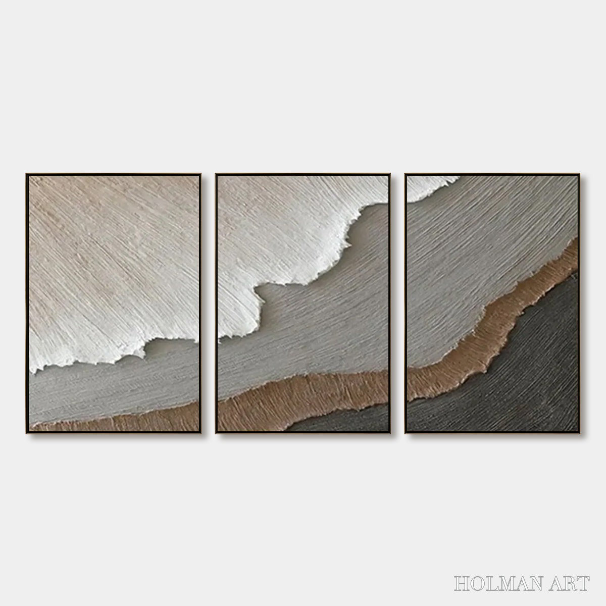 HOLMAN ART Terra Firma – Textured Abstract Earth Tones Triptych Painting - image 1