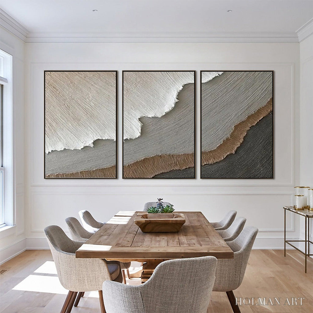HOLMAN ART Terra Firma – Textured Abstract Earth Tones Triptych Painting - image 2