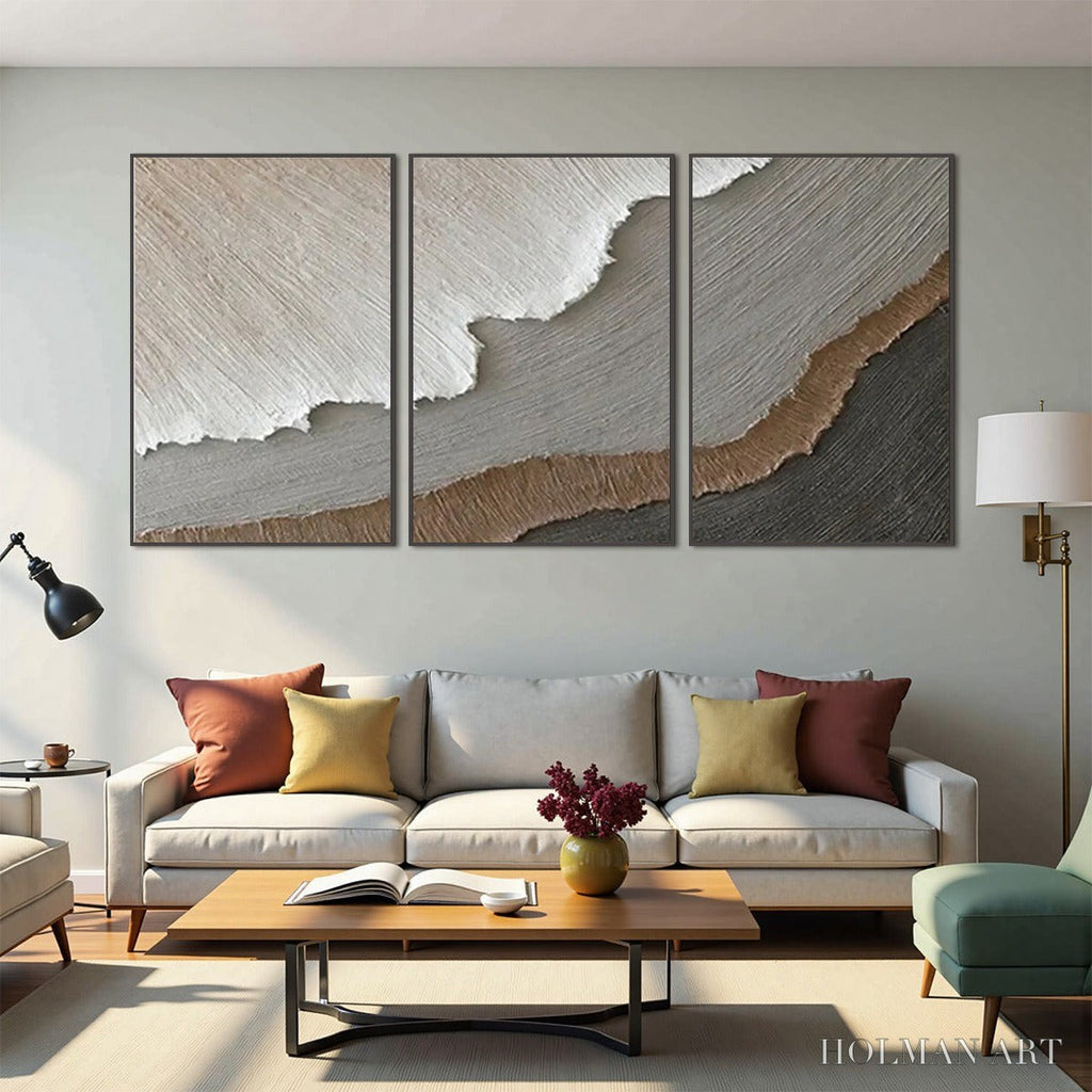 HOLMAN ART Terra Firma – Textured Abstract Earth Tones Triptych Painting - image 4