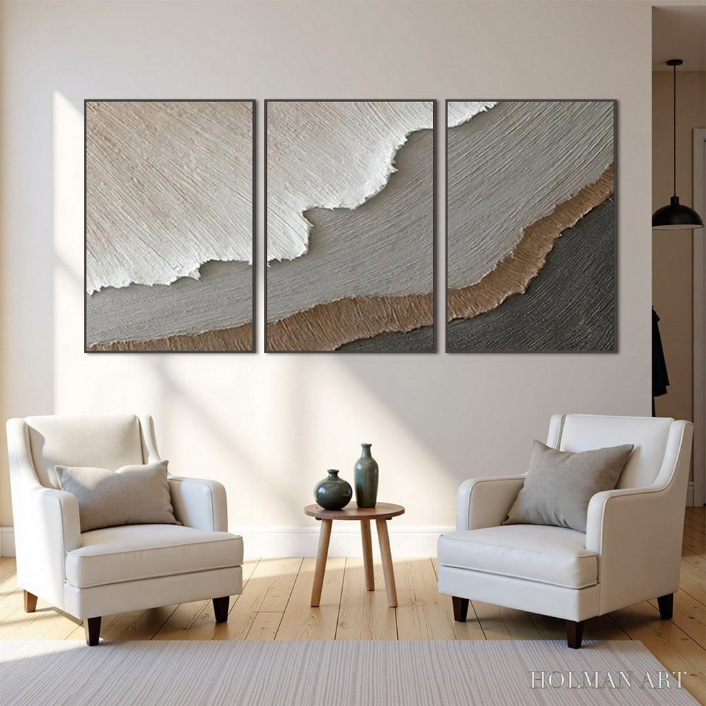 HOLMAN ART Terra Firma – Textured Abstract Earth Tones Triptych Painting - image 5