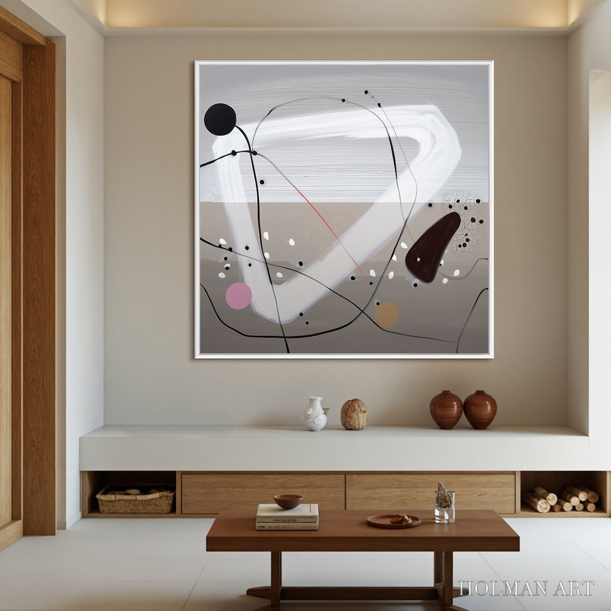 HOLMAN ART Taupe Triptych – Minimalist Abstract Oil Painting - image 2