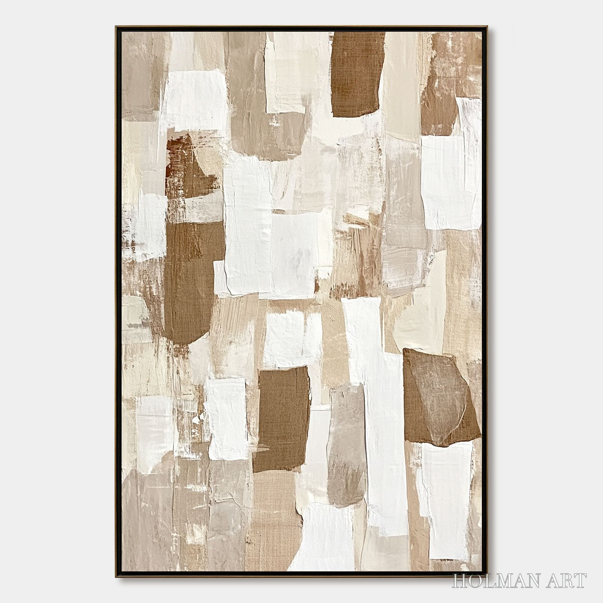 HOLMAN ART Earthen Layers – Textured Wabi Sabi Abstract Oil Painting - image 1