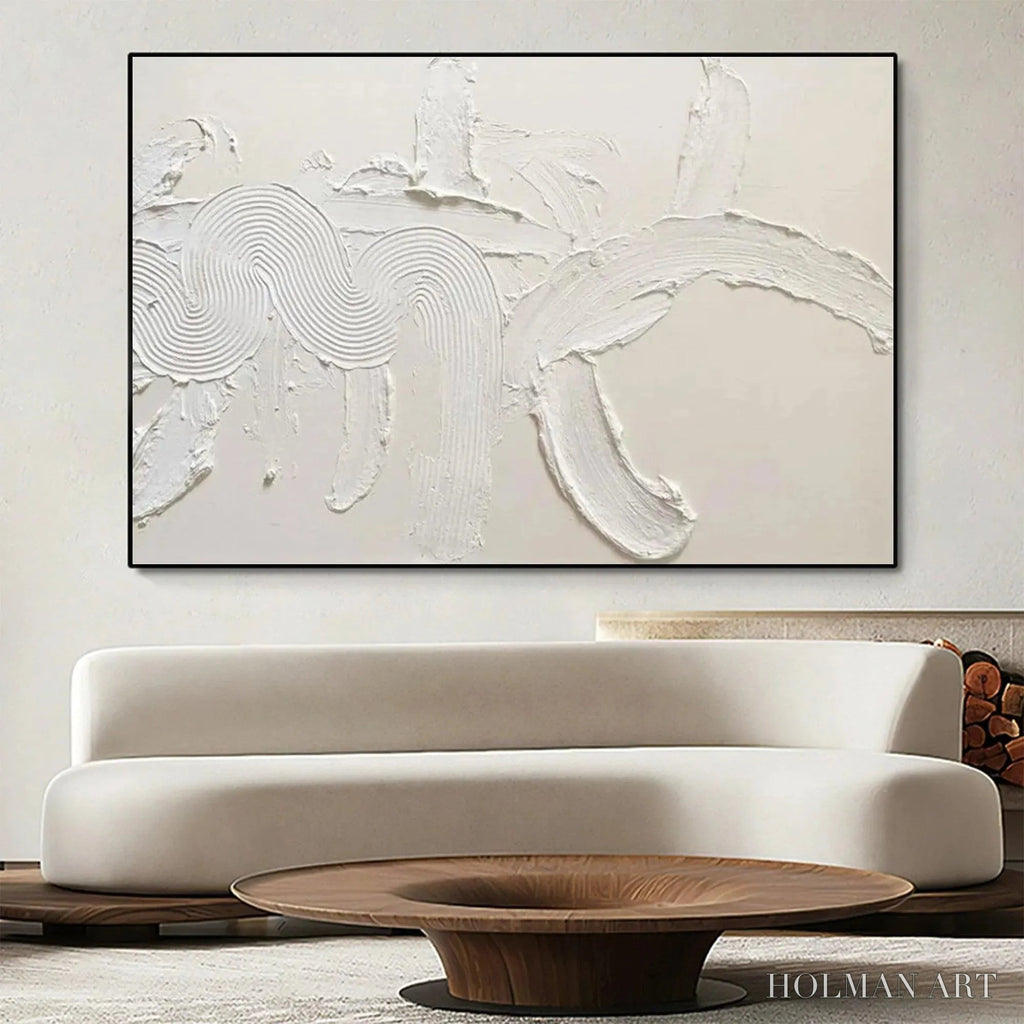 HOLMAN ART White Textured Abstract – Textured Abstract Painting in White - image 2