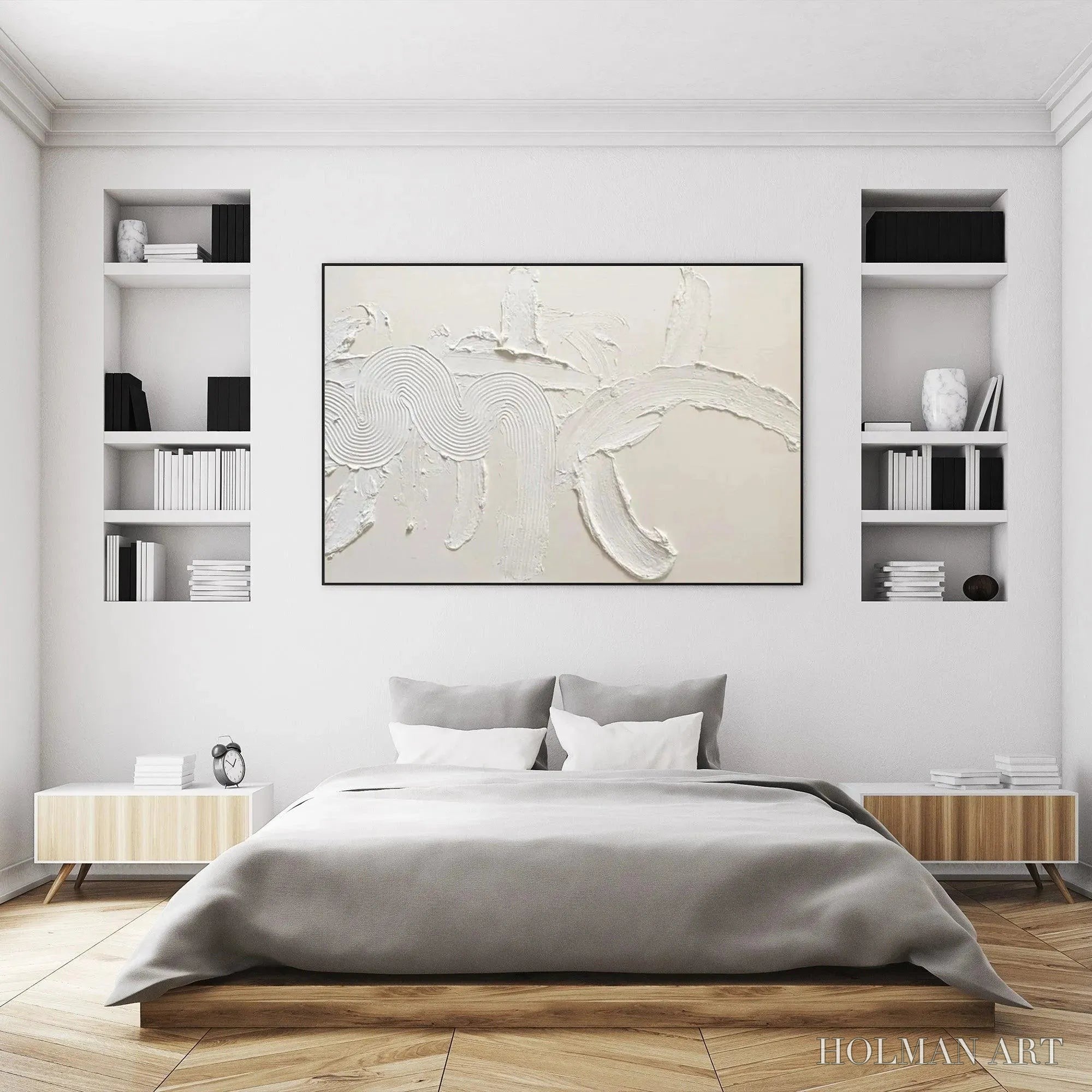 HOLMAN ART White Textured Abstract – Textured Abstract Painting in White - image 5