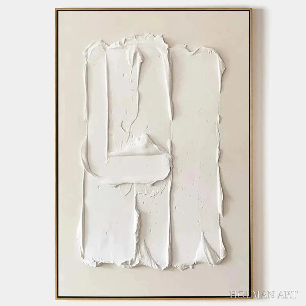 HOLMAN ART White Textured Relief – Textured Abstract Painting in White - image 1