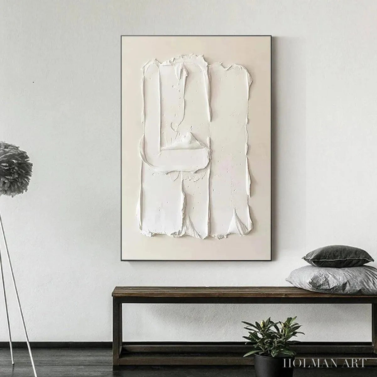 HOLMAN ART White Textured Relief – Textured Abstract Painting in White - image 6