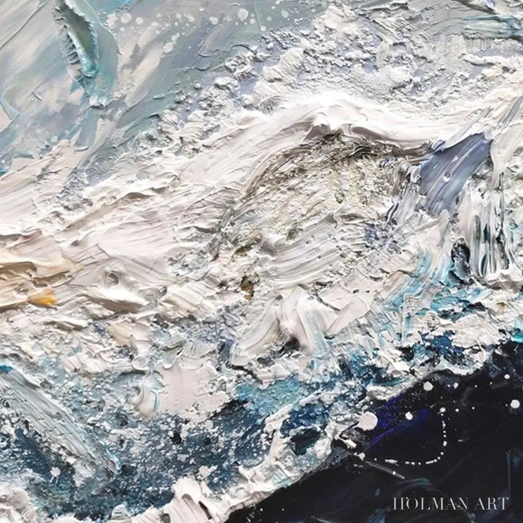 HOLMAN ART Frozen Motion – Textured Abstract Waterscape Painting in Teal and White - image 5