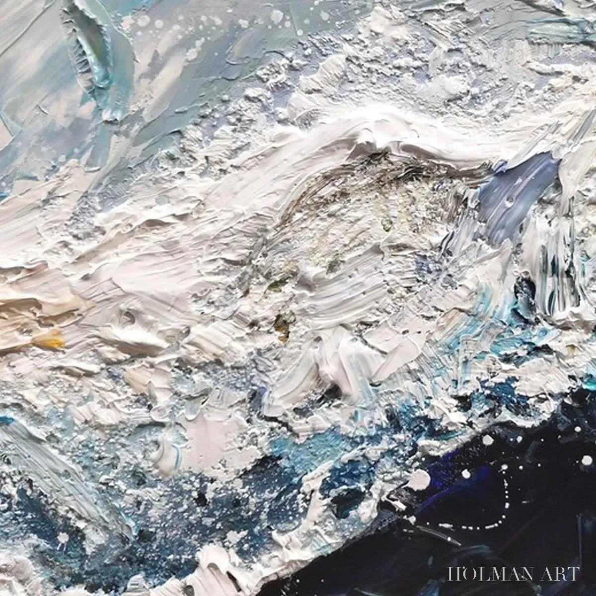 HOLMAN ART Frozen Motion – Textured Abstract Waterscape Painting in Teal and White - image 5