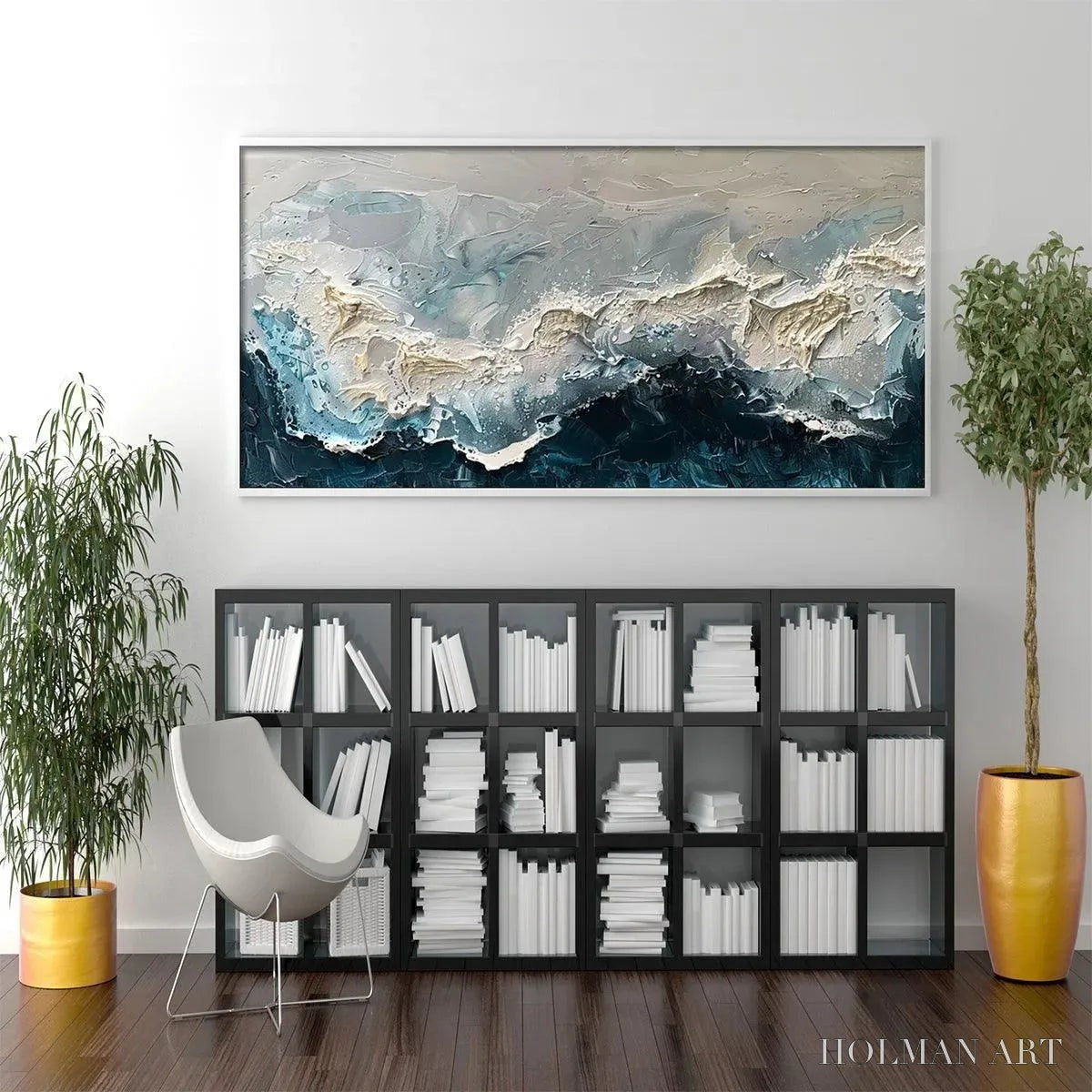 HOLMAN ART Frozen Motion – Textured Abstract Waterscape Painting in Teal and White - image 6
