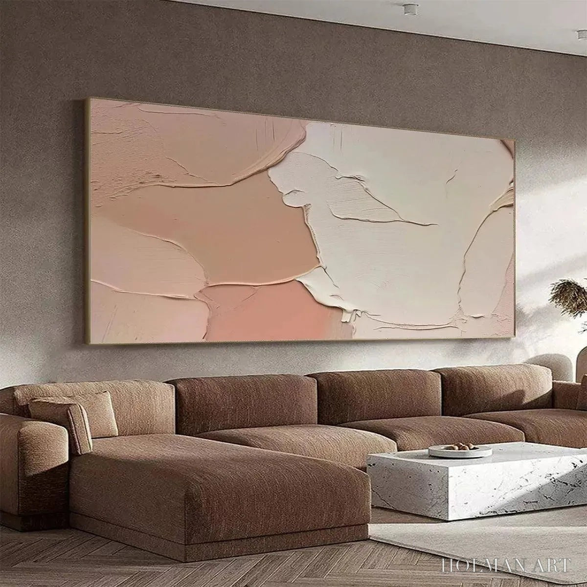HOLMAN ART Nude Abstract – Textured Abstract Painting in Neutral Tones - image 5