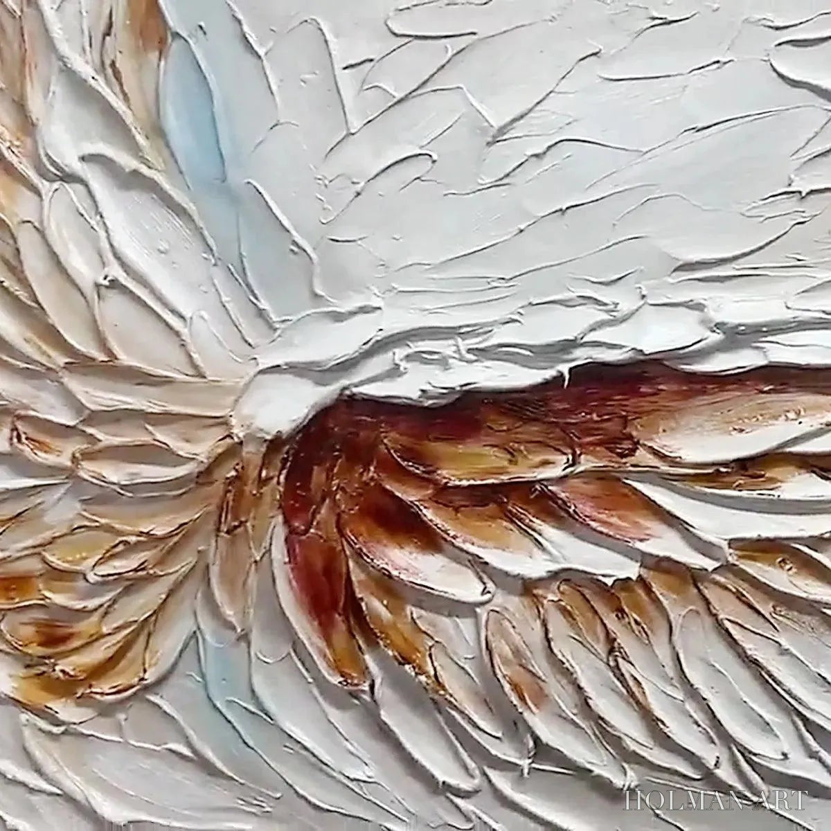 HOLMAN ART Angel Wings – Textured White and Gold Angel Wing Painting - image 3