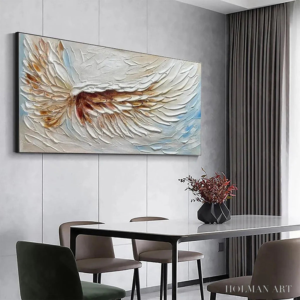 HOLMAN ART Angel Wings – Textured White and Gold Angel Wing Painting - image 6