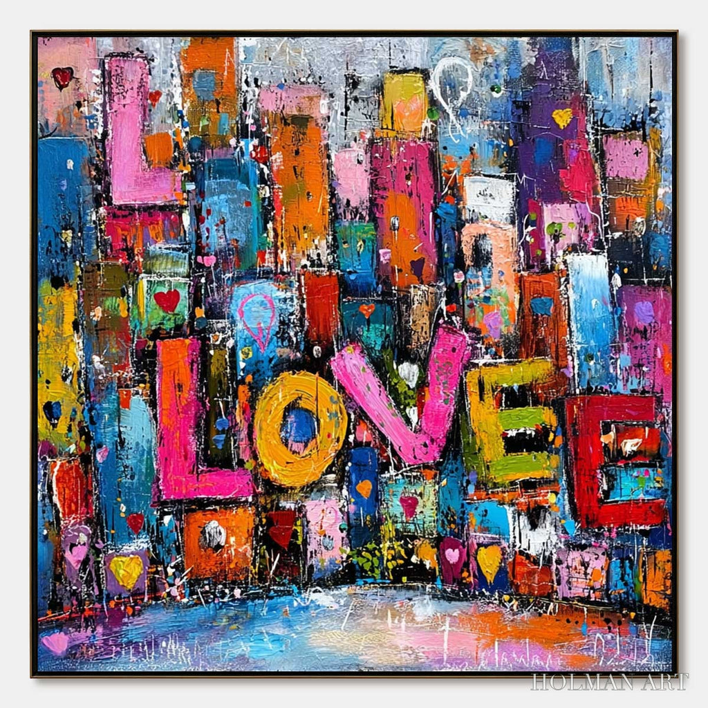 HOLMAN ART Love Explosion – Colorful Abstract Graffiti Style Textured Painting - image 1