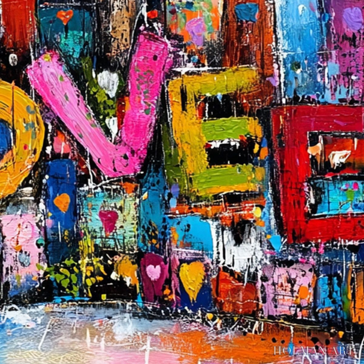 HOLMAN ART Love Explosion – Colorful Abstract Graffiti Style Textured Painting - image 3