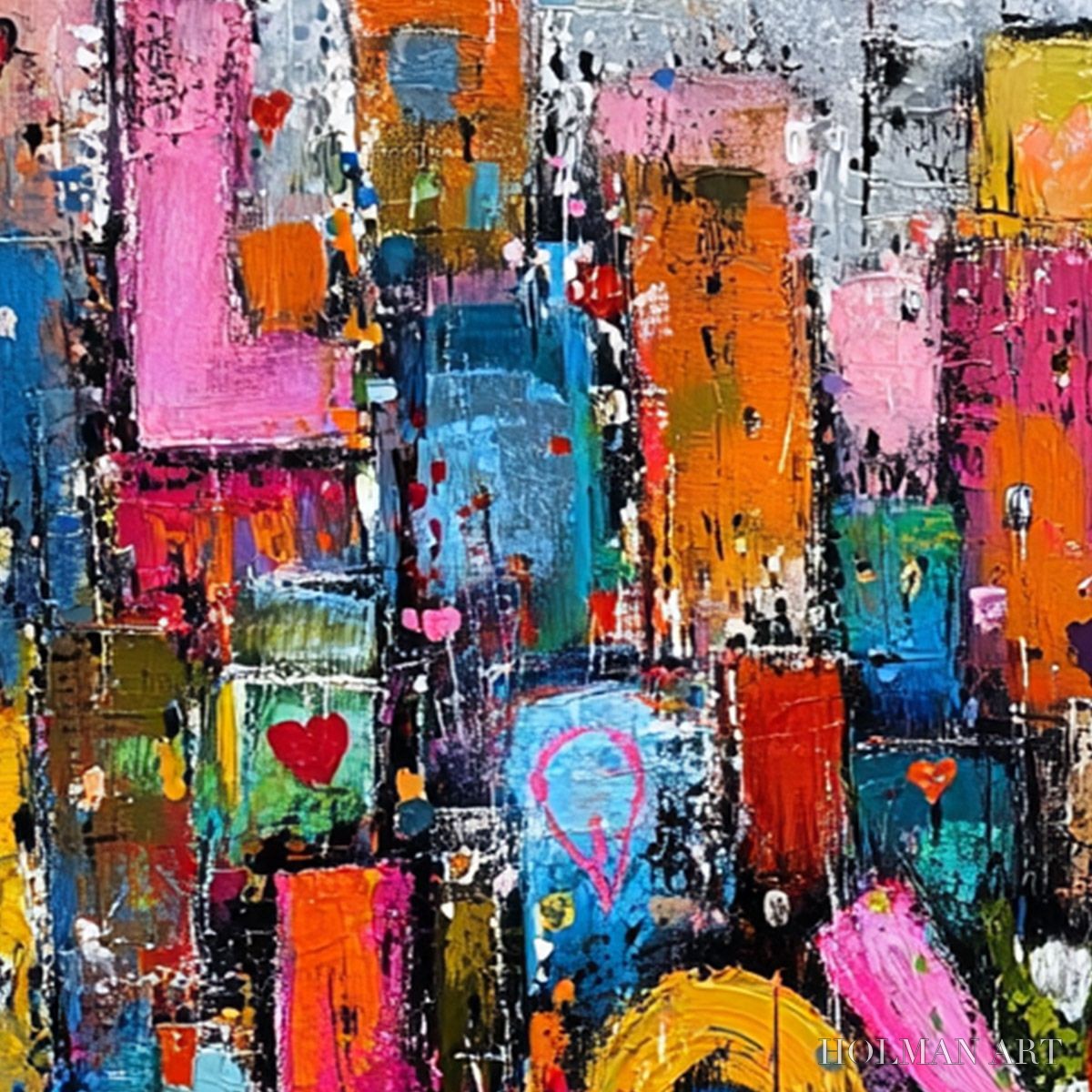 HOLMAN ART Love Explosion – Colorful Abstract Graffiti Style Textured Painting - image 5