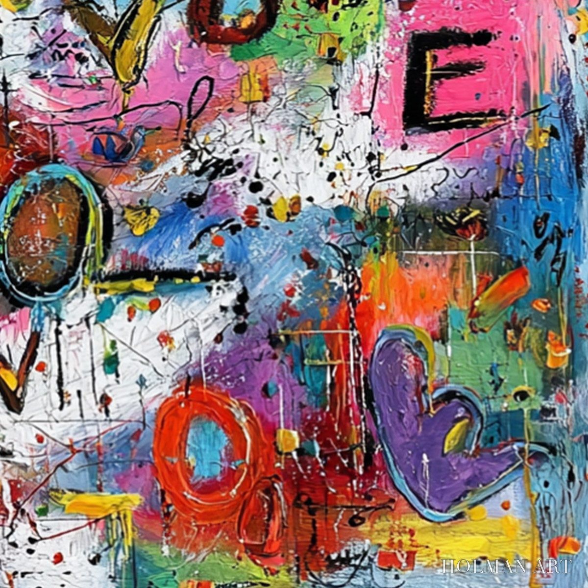 HOLMAN ART Love Explosion – Colorful Abstract Graffiti Style Love Painting - image 3