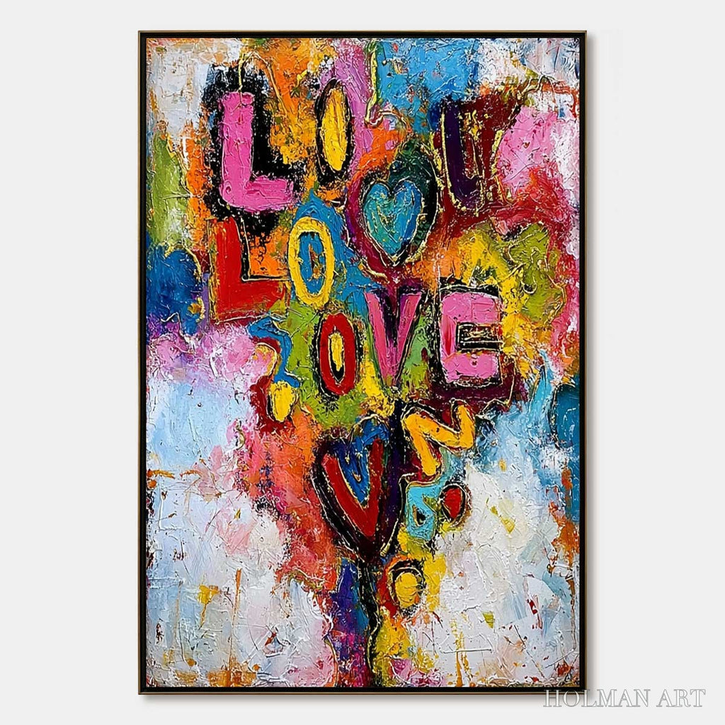 HOLMAN ART Love Cascade – Colorful Textured Abstract Love Graffiti - image 1