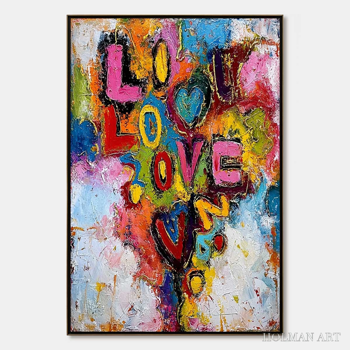 HOLMAN ART Love Cascade – Colorful Textured Abstract Love Graffiti - image 1