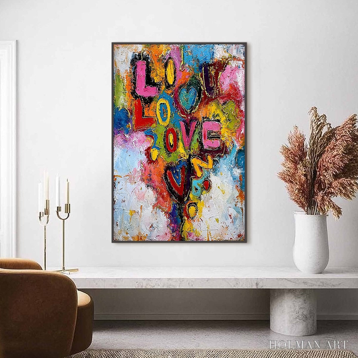 HOLMAN ART Love Cascade – Colorful Textured Abstract Love Graffiti - image 2