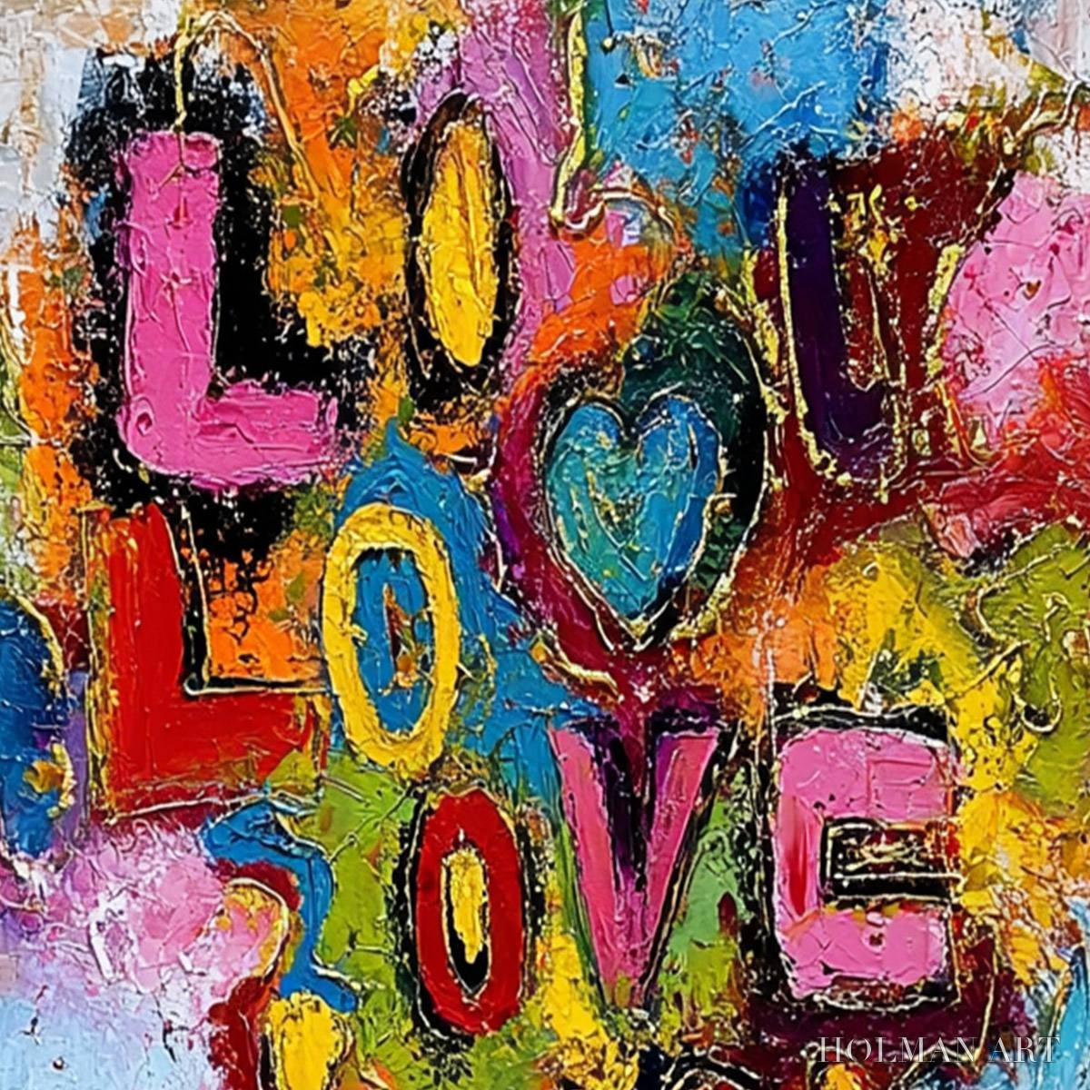 HOLMAN ART Love Cascade – Colorful Textured Abstract Love Graffiti - image 3