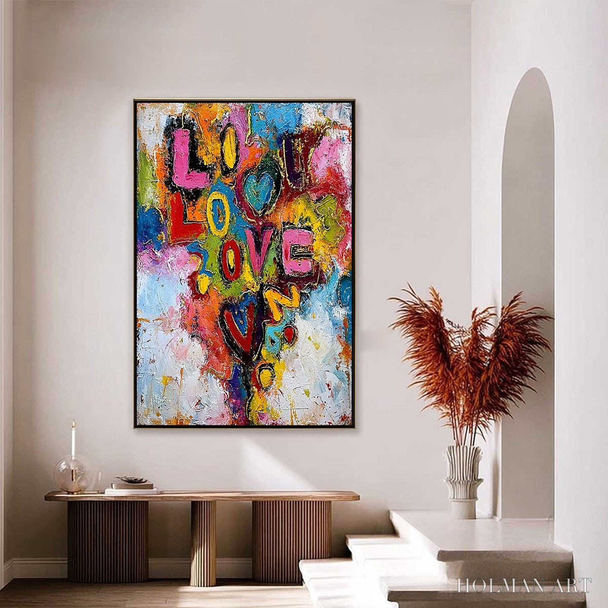 HOLMAN ART Love Cascade – Colorful Textured Abstract Love Graffiti - image 4