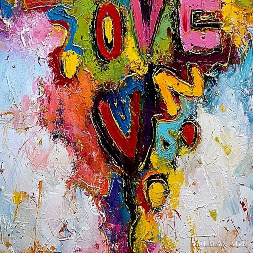 HOLMAN ART Love Cascade – Colorful Textured Abstract Love Graffiti - image 5