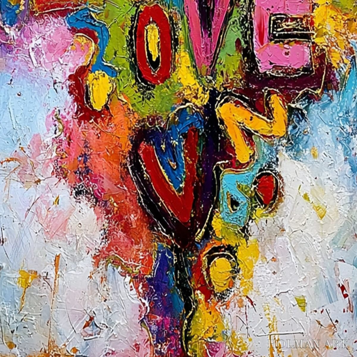 HOLMAN ART Love Cascade – Colorful Textured Abstract Love Graffiti - image 5