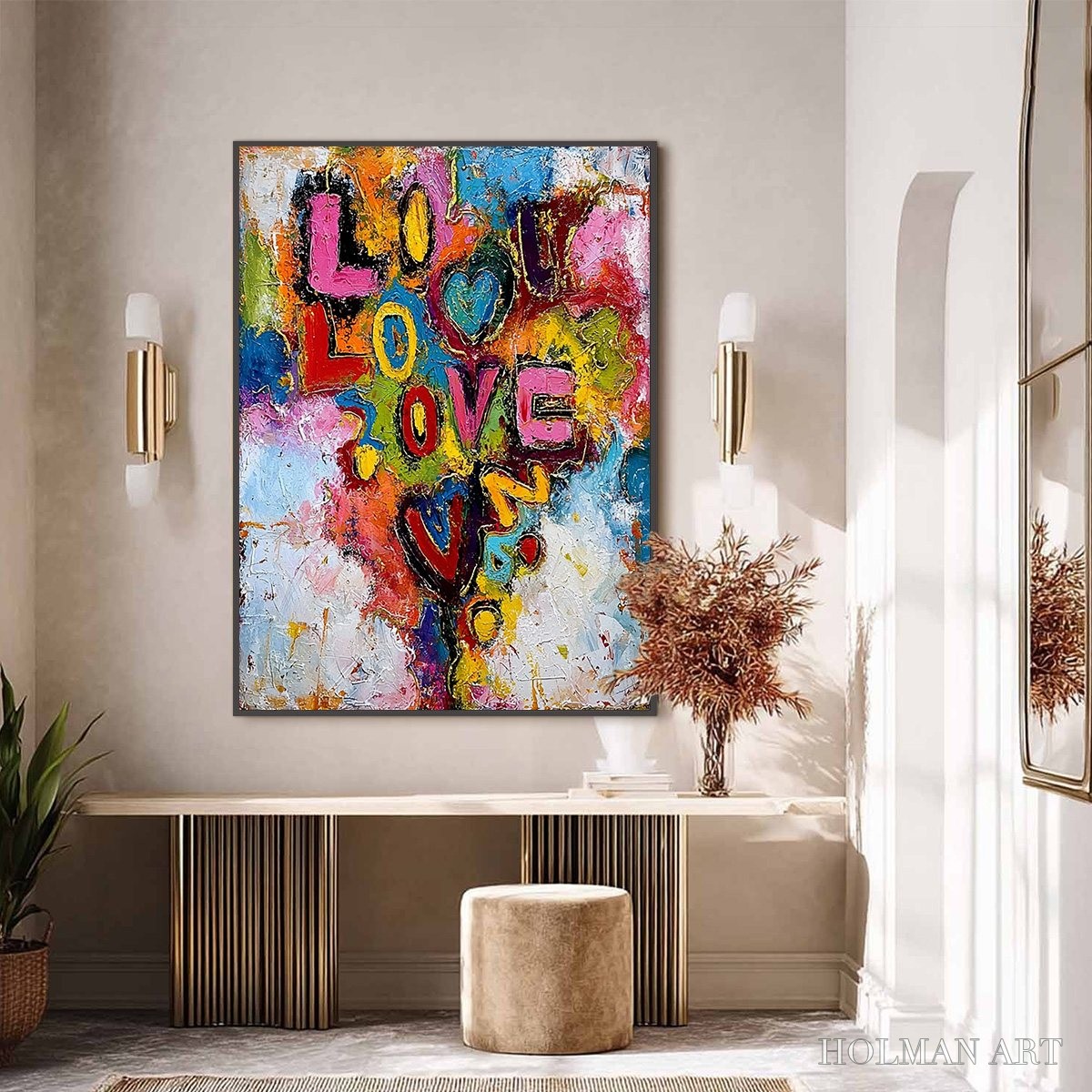 HOLMAN ART Love Cascade – Colorful Textured Abstract Love Graffiti - image 6