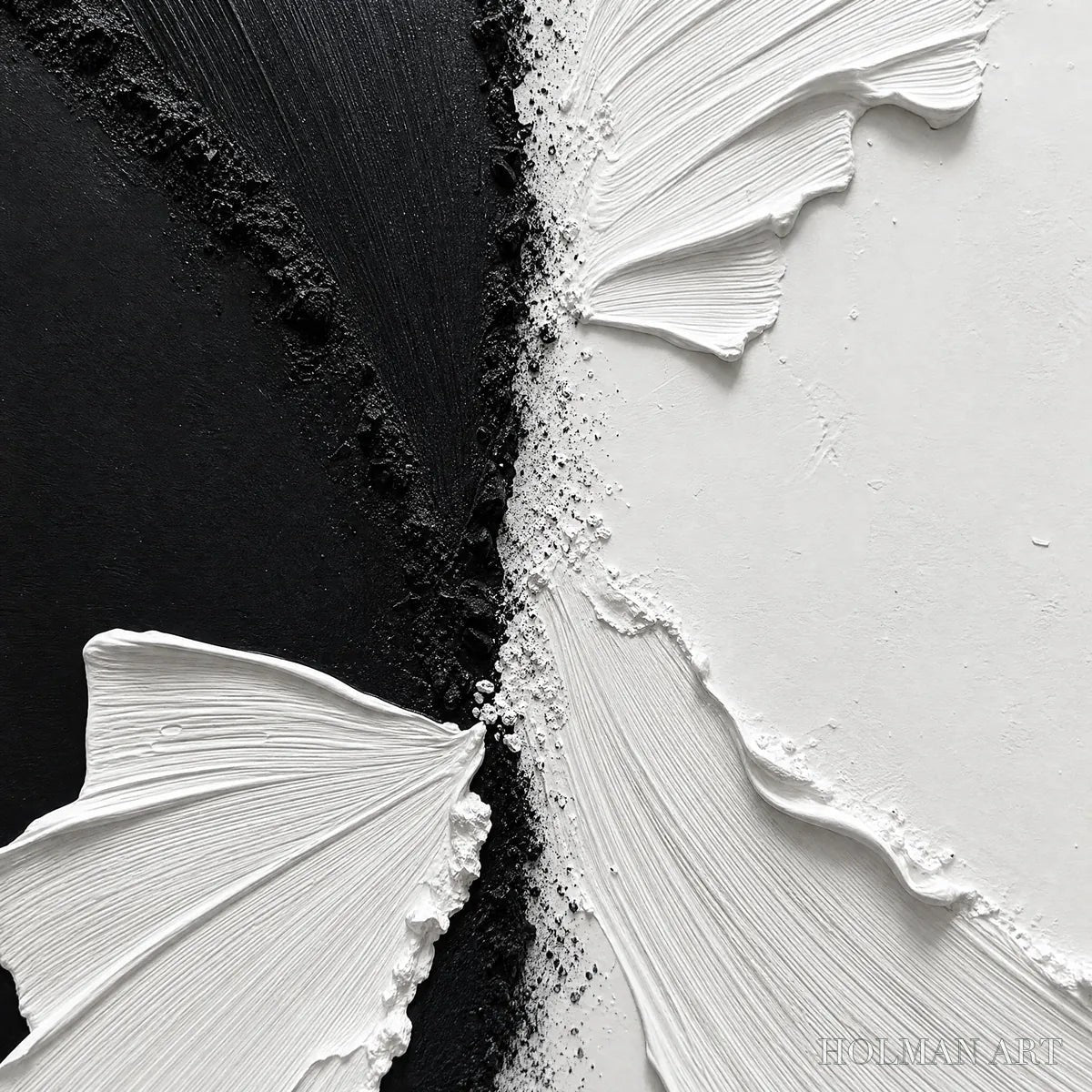 HOLMAN ART Convergence – Textured Black and White Minimalist Impasto - image 3