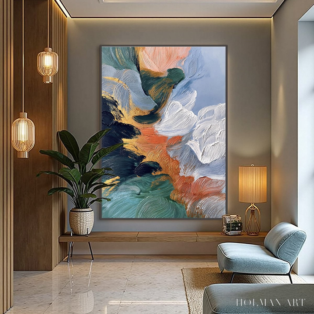 HOLMAN ART Ascension – Textured Impasto Abstract Painting with Gold Accents - image 4