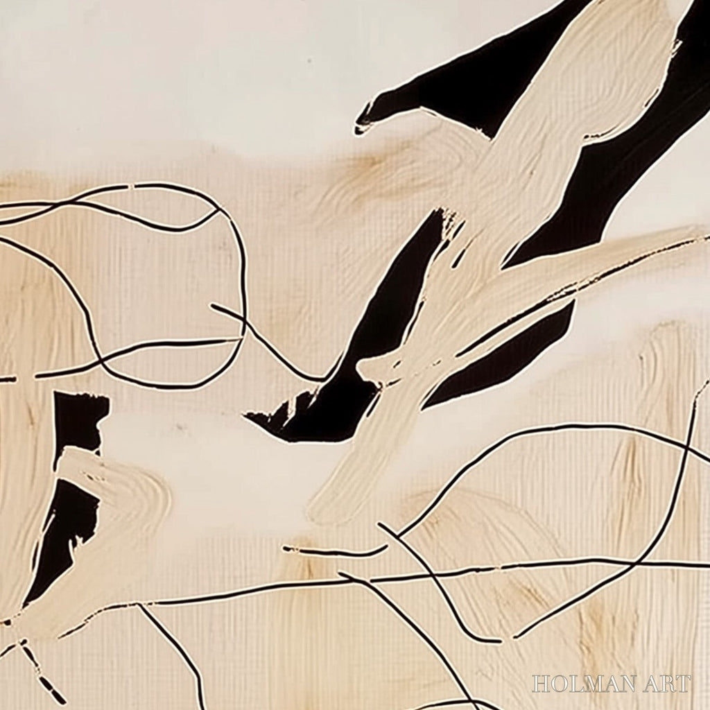 HOLMAN ART Choreography | Black and Beige Abstract Oil Painting for Wall - image 3