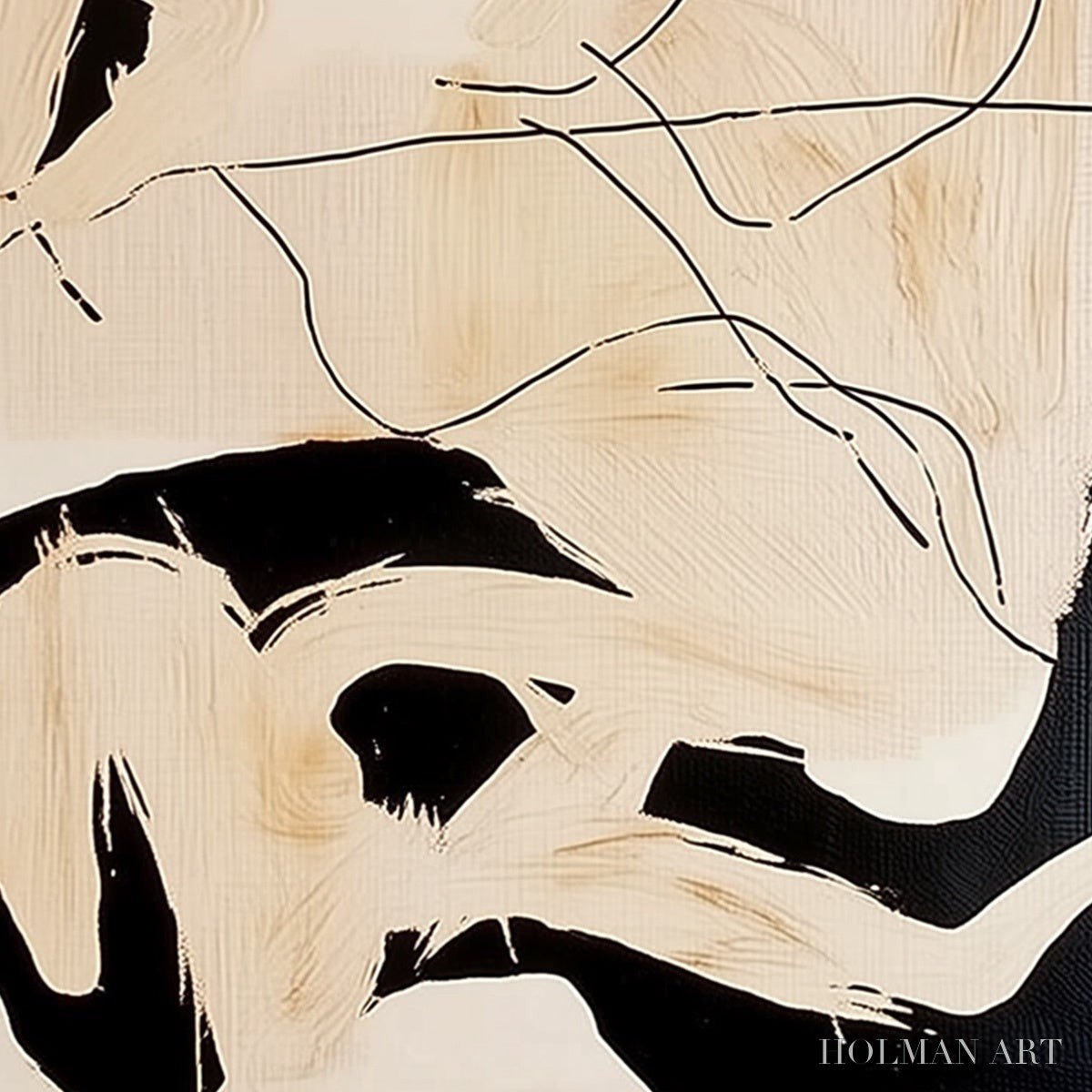 HOLMAN ART Choreography | Black and Beige Abstract Oil Painting for Wall - image 5