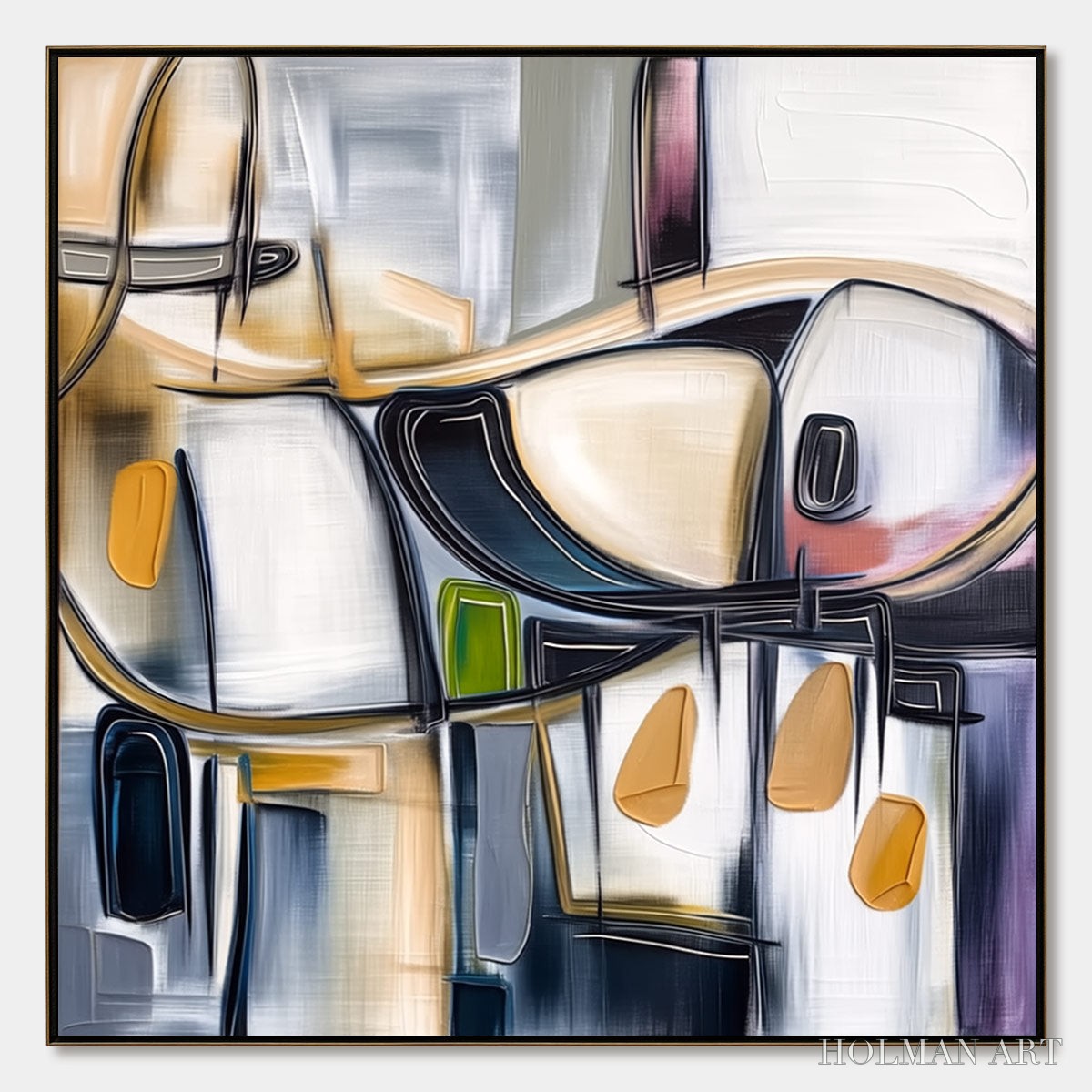 HOLMAN ART Syncopation – Modern Abstract Square Painting with Textured Accents - image 1
