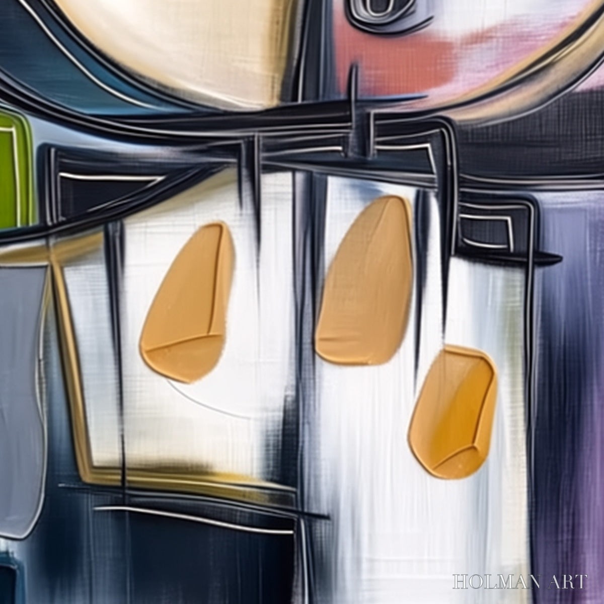 HOLMAN ART Syncopation – Modern Abstract Square Painting with Textured Accents - image 3