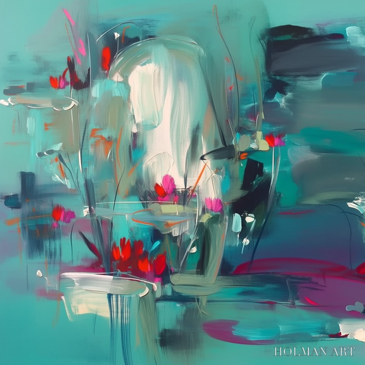HOLMAN ART Aquatic Reverie – Vibrant Abstract Water Lily Pond Painting - image 3