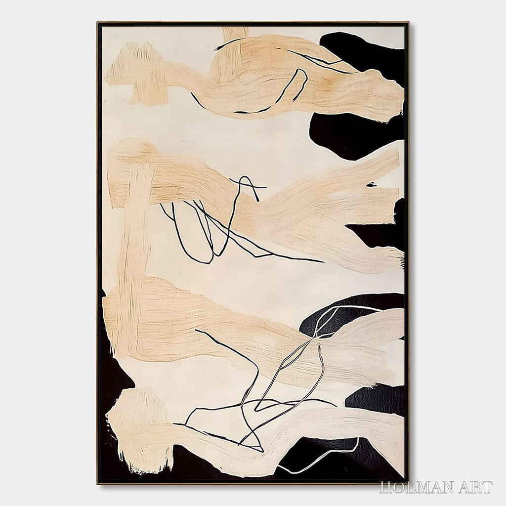 HOLMAN ART Echoes of Silence – Vertical Wabi Sabi Abstract Painting in Neutral Tones - image 1
