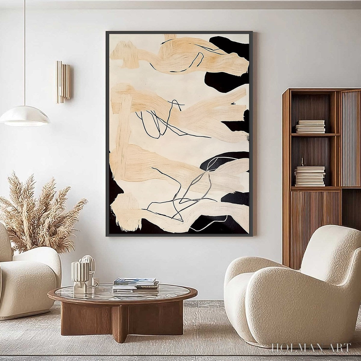 HOLMAN ART Echoes of Silence – Vertical Wabi Sabi Abstract Painting in Neutral Tones - image 2