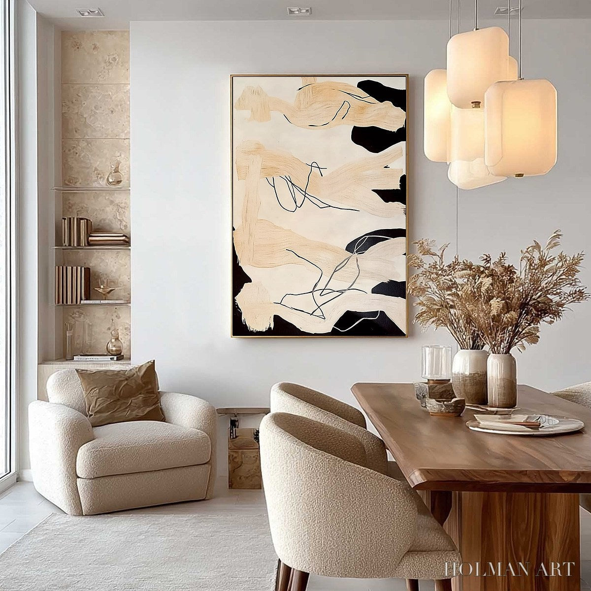 HOLMAN ART Echoes of Silence – Vertical Wabi Sabi Abstract Painting in Neutral Tones - image 4