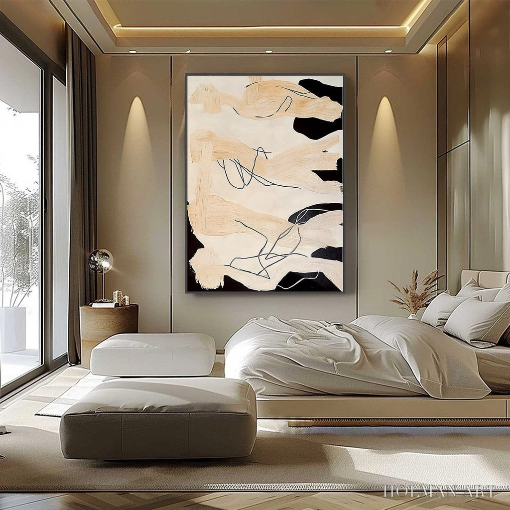 HOLMAN ART Echoes of Silence – Vertical Wabi Sabi Abstract Painting in Neutral Tones - image 6