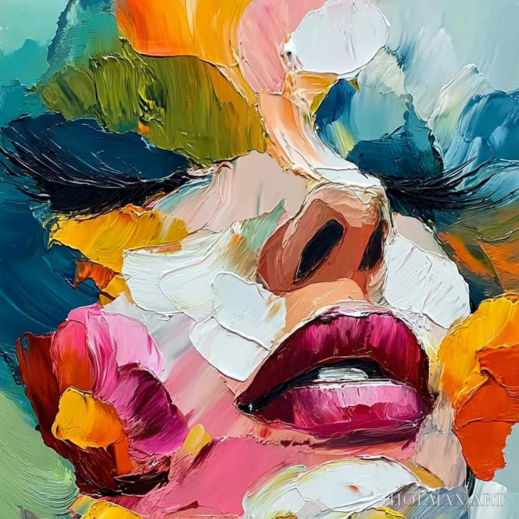 HOLMAN ART Vibrant Repose – Colorful Abstract Portrait Impasto Oil Painting - image 3