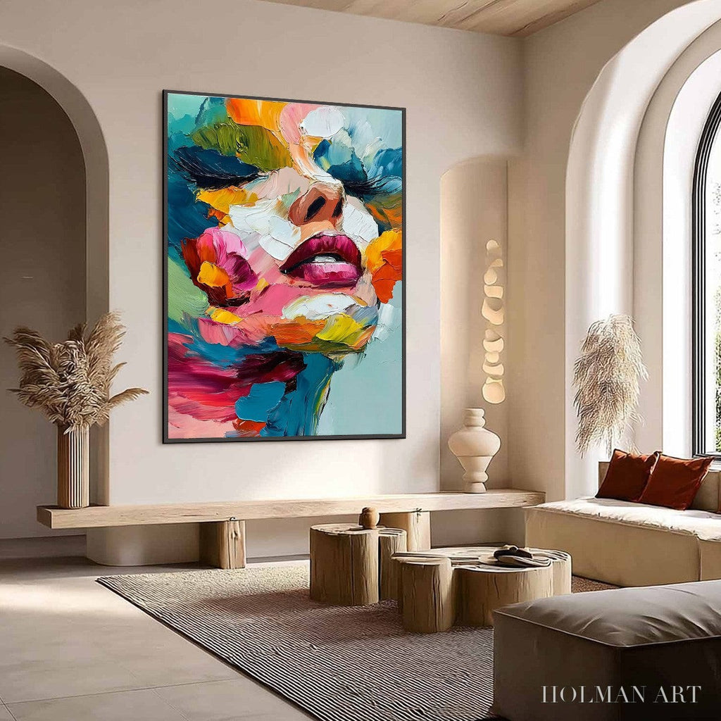 HOLMAN ART Vibrant Repose – Colorful Abstract Portrait Impasto Oil Painting - image 4