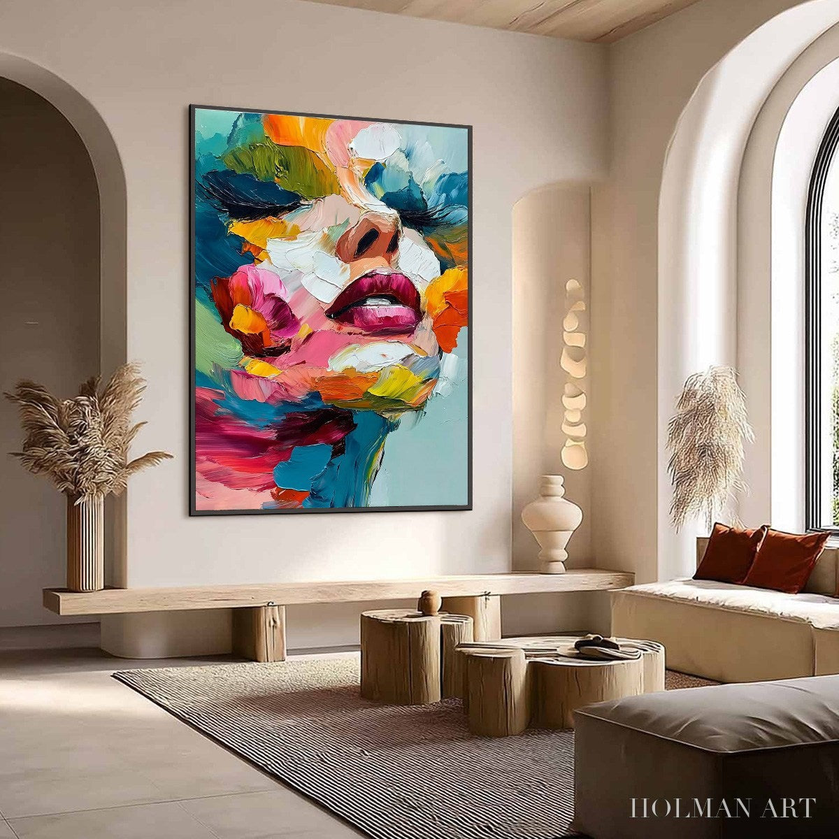 HOLMAN ART Vibrant Repose – Colorful Abstract Portrait Impasto Oil Painting - image 4