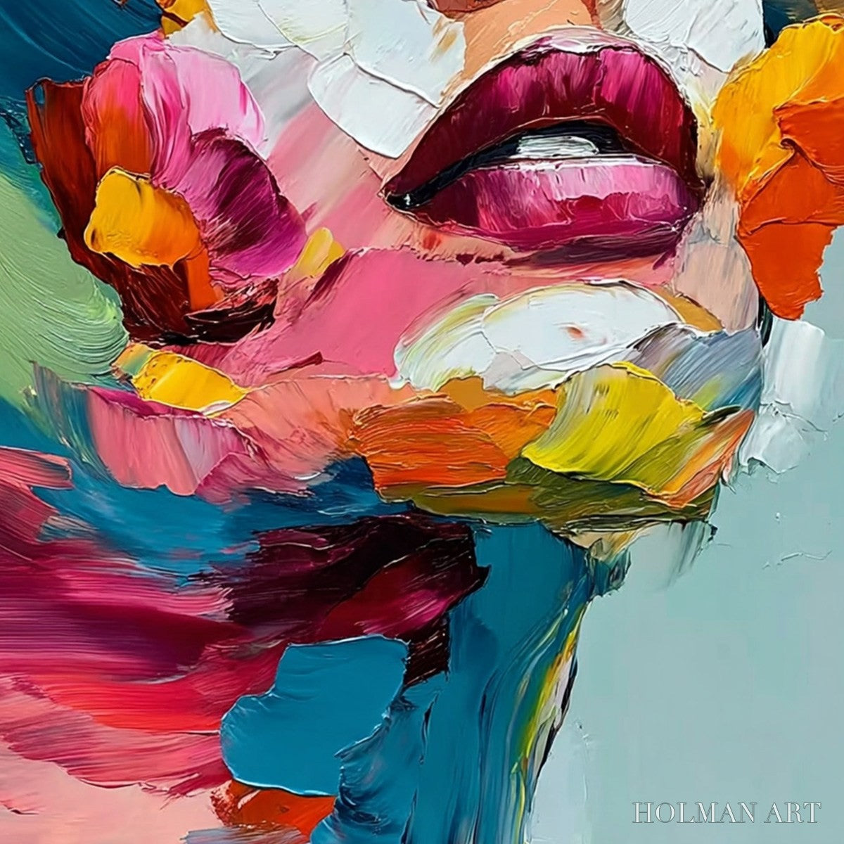 HOLMAN ART Vibrant Repose – Colorful Abstract Portrait Impasto Oil Painting - image 5