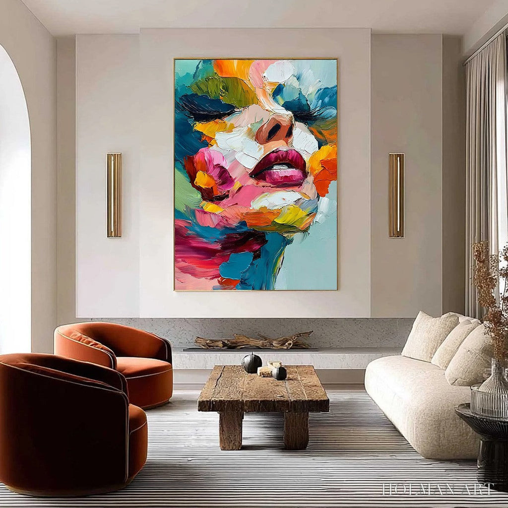 HOLMAN ART Vibrant Repose – Colorful Abstract Portrait Impasto Oil Painting - image 6