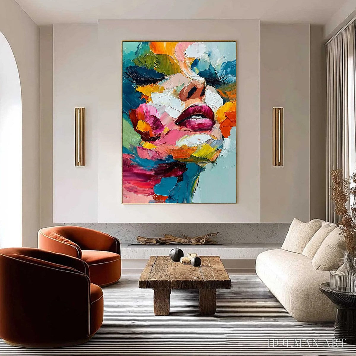 HOLMAN ART Vibrant Repose – Colorful Abstract Portrait Impasto Oil Painting - image 6