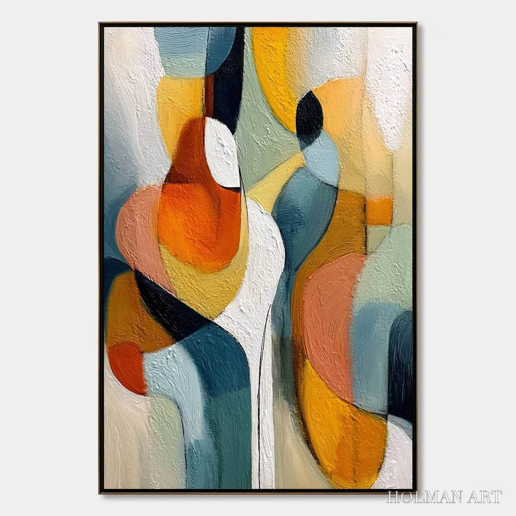 HOLMAN ART Interplay – Colorful Textured Abstract Oil Painting for Modern Decor - image 1
