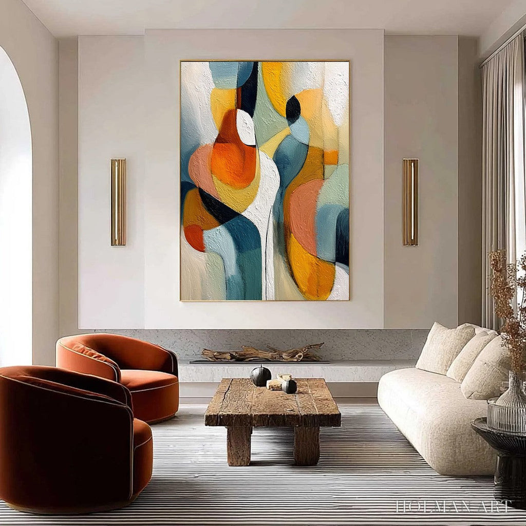 HOLMAN ART Interplay – Colorful Textured Abstract Oil Painting for Modern Decor - image 2