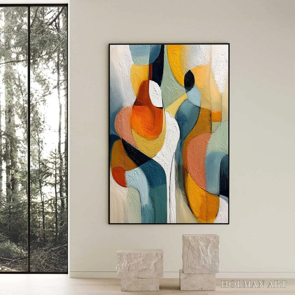 HOLMAN ART Interplay – Colorful Textured Abstract Oil Painting for Modern Decor - image 6