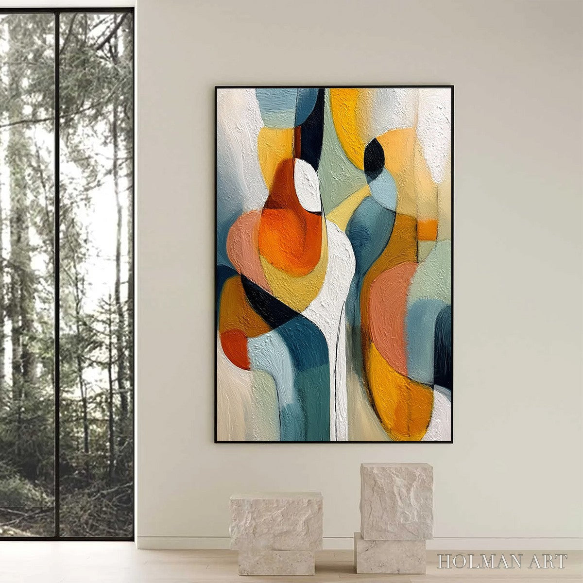 HOLMAN ART Interplay – Colorful Textured Abstract Oil Painting for Modern Decor - image 6